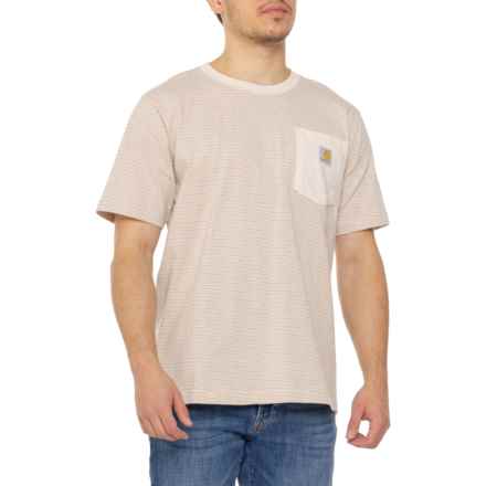 Carhartt 106145 Big and Tall Relaxed Fit Heavyweight Striped Pocket T-Shirt - Short Sleeve in Malt/Apple Butter Stripe